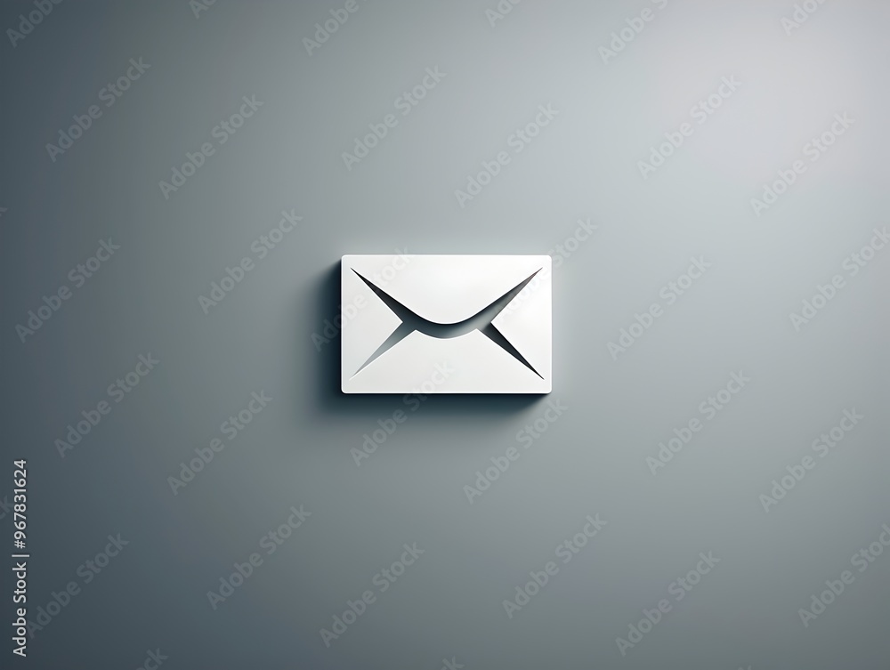 Poster minimalist email icon in flat design style against simple background
