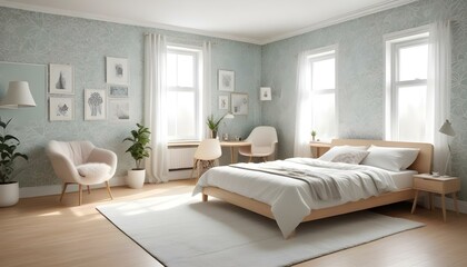 Photo interior modern design room 3d illustration;