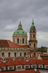 view of the St Nicholas Church from the Vrtba Garden,Prague,Czech Republic