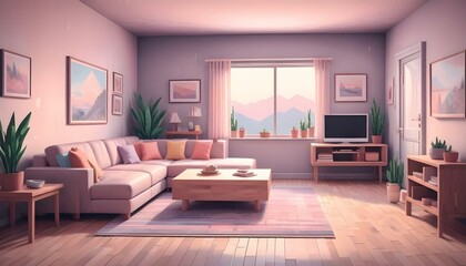 Photo interior modern design room 3d illustration;