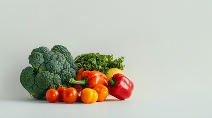 Assortment of Fresh and Colorful Vegetables on a Plain Background