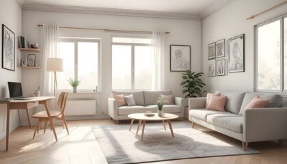 Photo interior modern design room 3d illustration;