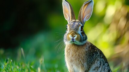 Obraz premium A Curious Bunny in the Grass
