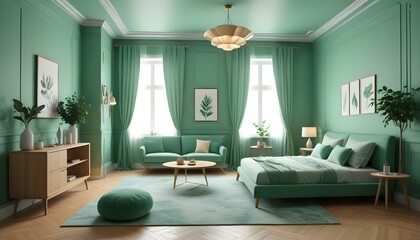 Photo interior modern design room 3d illustration;