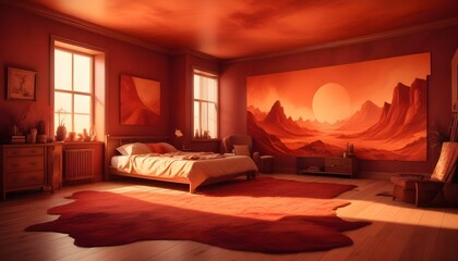 Photo interior modern design room 3d illustration;