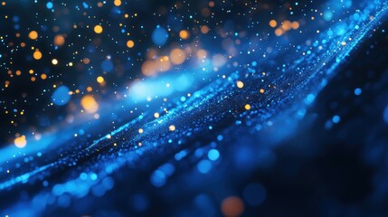 Fototapeta premium Image showing the universe of future technology Blue theme and many colors Close-up view Depth of field effect The blur of the background, the light colors, the feeling of modern technology.