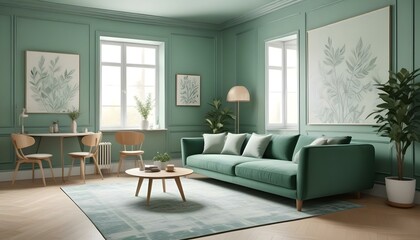 Fototapeta premium Photo interior modern design room 3d illustration;