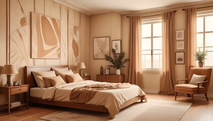 Photo interior modern design room 3d illustration;