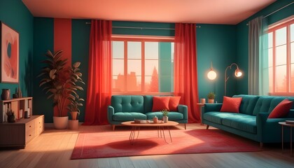 Photo interior modern design room 3d illustration;