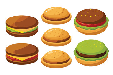 Different types of Sandwich cookie set vector illustration on white background.