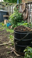 Obraz premium Home composting systems to recycle organic waste into nutrient rich soil for gardens