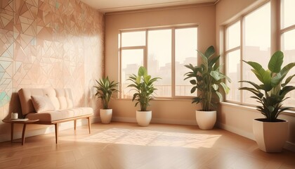 Photo interior modern design room 3d illustration;