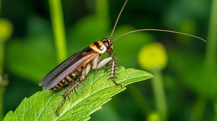 A Cockroach on a Leaf