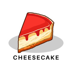 Cheese cake logo vector with strawberry jam on top