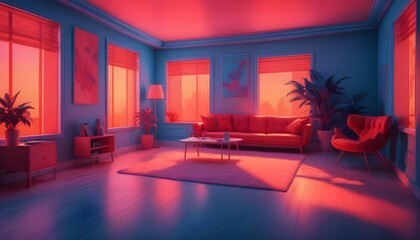 Photo interior modern design room 3d illustration;