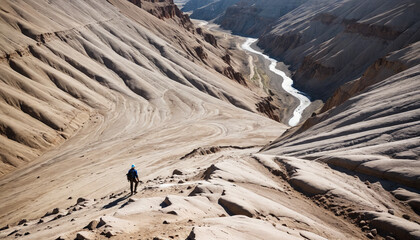Badlands Enigmas in Cloudy Summer: The Adventurer's Sojourn Engulfed in Landslide