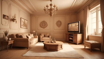 Fototapeta premium Photo interior modern design room 3d illustration;