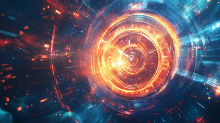 Obraz premium Digital energy transfer light background. ai generated illustration. Time Machine. Illustration