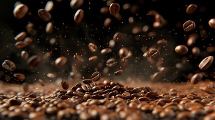 coffee beans falling