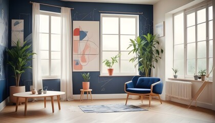 Photo interior modern design room 3d illustration;