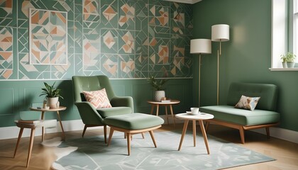 Photo interior modern design room 3d illustration;