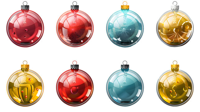 Set of Christmas balls. Merry Christmas and Happy New Year concept. Transparent Background