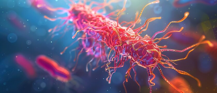Macro view of a Clostridium difficile bacterium, highlighting the sporeforming structure, ideal for gastrointestinal research