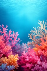 Fototapeta na wymiar Vibrant coral reef underwater with sunbeams shining through