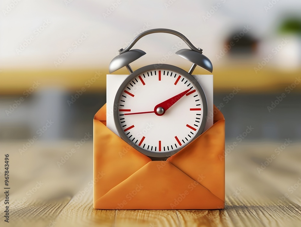 Poster time sensitive email icon with stopwatch for efficient communication concept