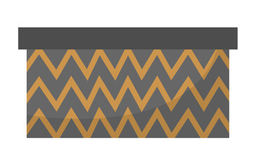 Box of linen or towels. Home laundry concept. Household items. Container with textile. Empty, full of dirty laundry, full of clean clothes. Interior element. Green cardboard box isolated on white