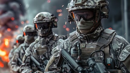 Obraz premium Nano technology in military gear, improving materials strength and reducing weight for enhanced mobility