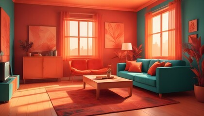 Photo interior modern design room 3d illustration;