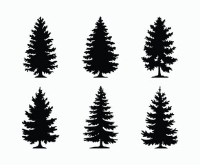 Obraz premium Pine trees silhouette EPS vector file illustration template