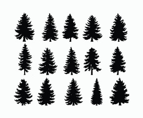 Obraz premium Pine trees silhouette EPS vector file illustration template