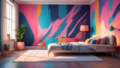 Photo interior modern design room 3d illustration;