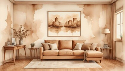 Photo interior modern design room 3d illustration;