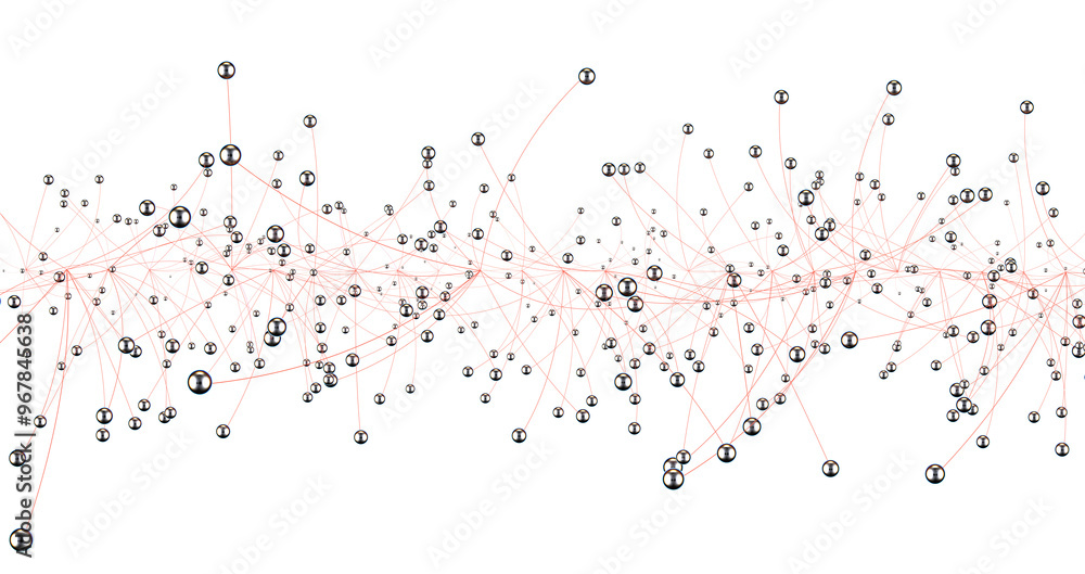 Poster Abstract polygonal space with connecting dots and lines. Dark background. Connection structure. 3d Widescreen