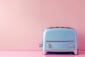 Pastel retro toaster on pink, a nod to vintage kitchen aesthetics