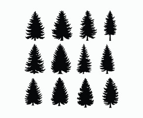 Fototapeta premium Pine trees silhouette EPS vector file illustration template