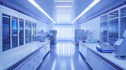 Obraz premium Pharmaceutical research facility developing a new vaccine in a high tech lab