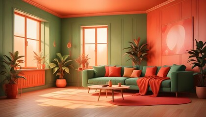 Photo interior modern design room 3d illustration;
