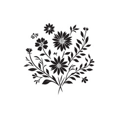 flower silhouette Vector with white solid background
