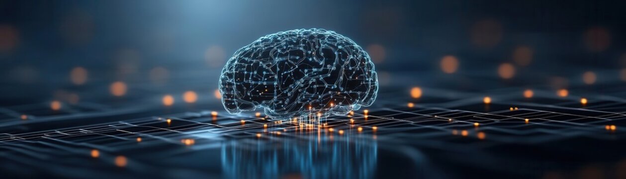 Conceptual image of brainwaves interacting with a neural network, neuro hack, mindmachine innovation