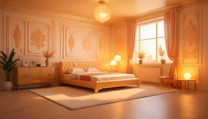 Photo interior modern design room 3d illustration;