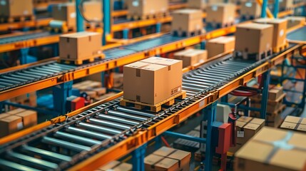 Fototapeta premium Bustling Logistics Hub Embracing Advanced Automation and Technology Solutions