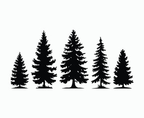 Obraz premium Pine trees silhouette EPS vector file illustration template