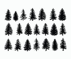 Obraz premium Pine trees silhouette EPS vector file illustration template