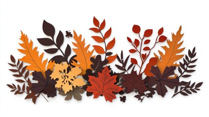 This Autumn leaves cutout includes red, foliage on a natural background