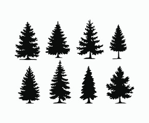 Fototapeta premium Pine trees silhouette EPS vector file illustration template
