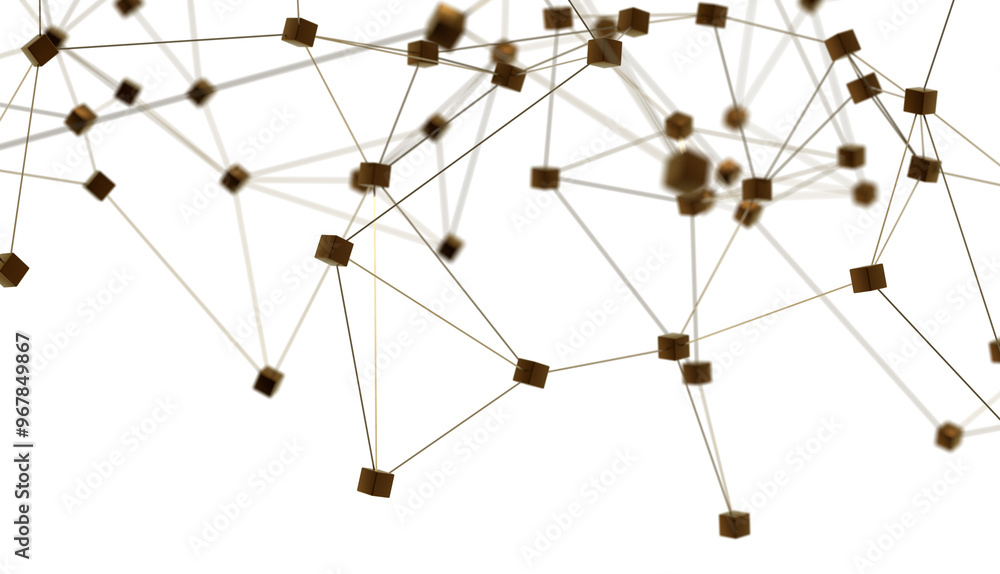 Poster Abstract digital connection dots and lines. Technology background. Network connection structure. Plexus effect. 3d